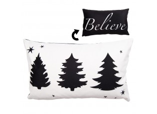 Bílo-černý povlak na polštář se stromky Believe Black&White X-Mas - 30*50 cm