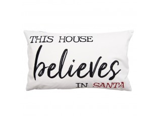 Bílo-černý povlak na polštář s nápisem Believes in Santa Black&White X-Mas - 30*50 cm