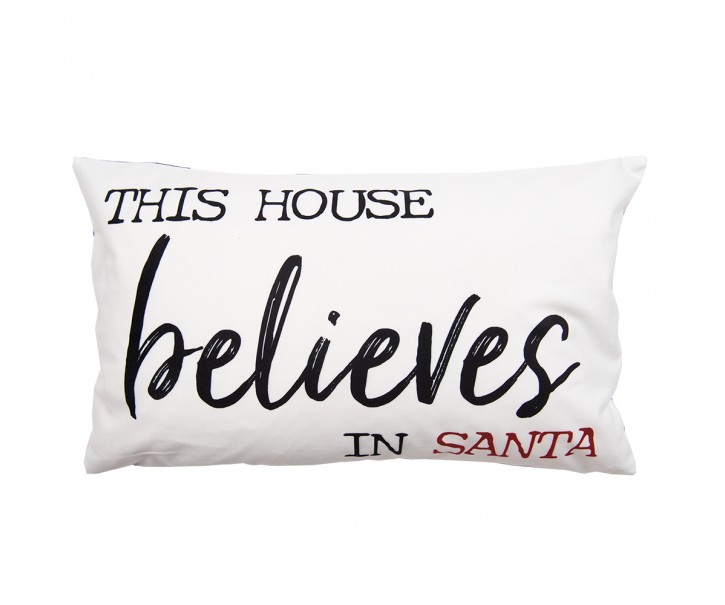 Povlak na polštář s nápisem Believes in Santa z Beautiful Christmas - 30*50 cm Clayre & Eef
