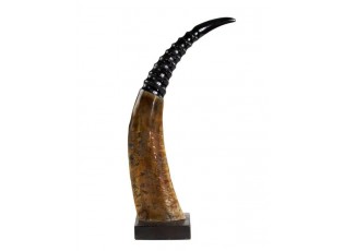 Dekorativní roh Buvol na dřevěném podstavci (bubalus bubalis) - 45cm