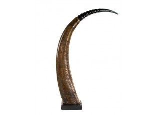 Dekorativní roh Buvol na dřevěném podstavci (bubalus bubalis) - 65cm