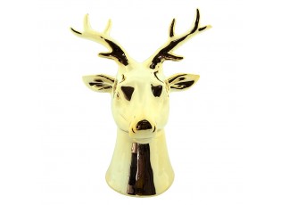 Zlatá porcelánová dekorace Jelen L - 15*12*19 cm