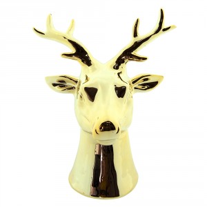 Zlatá porcelánová dekorace Jelen L - 15*12*19 cm