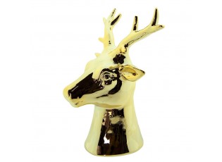 Zlatá porcelánová dekorace Jelen L - 15*12*19 cm
