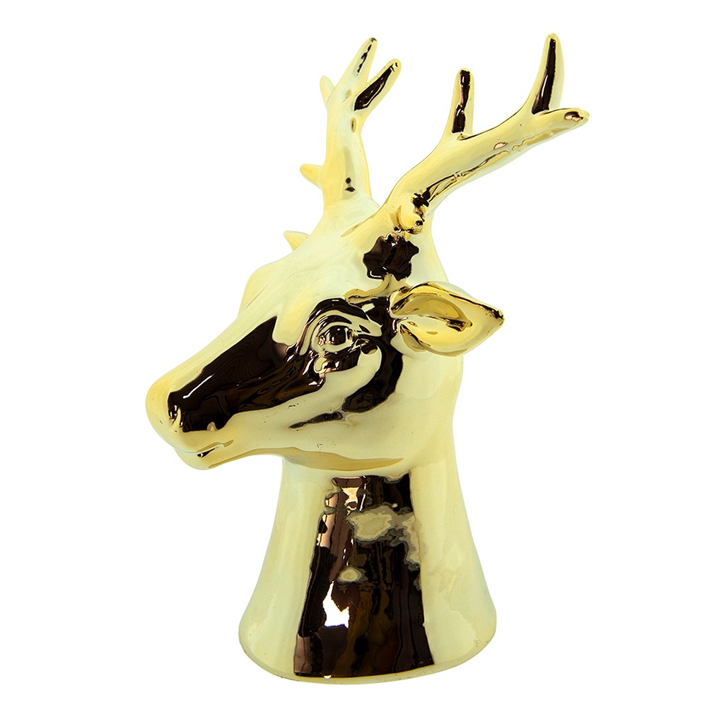 Zlatá porcelánová dekorace Jelen L - 15*12*19 cm Clayre & Eef Zlatá porcelánová dekorace Jelen L - 15*12*19 cm Clayre & Eef