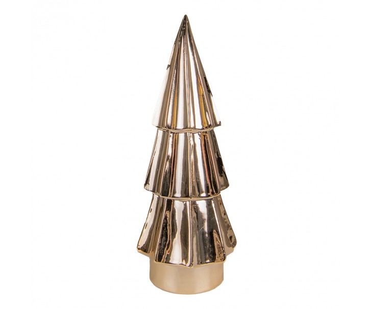 Zlatý porcelánový dekorační vánoční stromek - Ø 6*16 cm Clayre & Eef