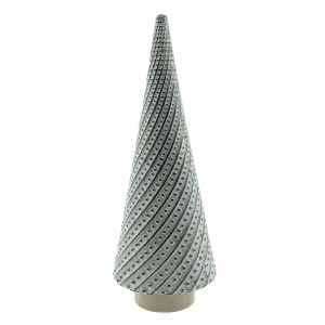Šedý porcelánový dekorační vánoční stromek L - Ø 13*33 cm