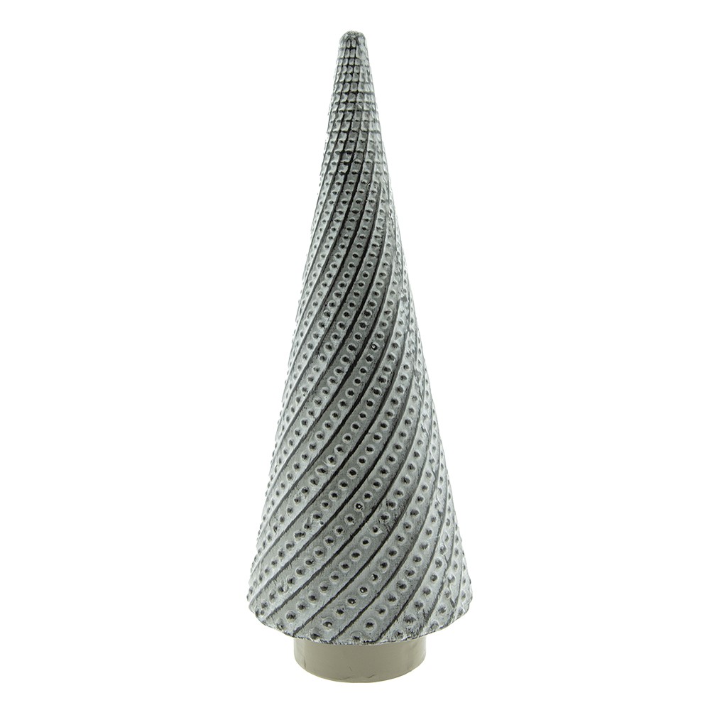 Šedý porcelánový dekorační vánoční stromek L - Ø 13*33 cm