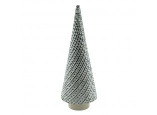 Šedý porcelánový dekorační vánoční stromek M - Ø 10*27 cm