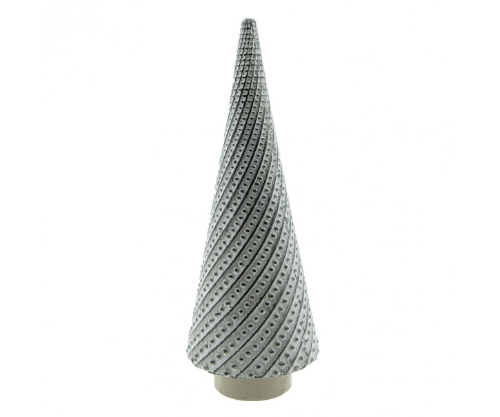 Šedý porcelánový dekorační vánoční stromek M - Ø 10*27 cm Clayre & Eef