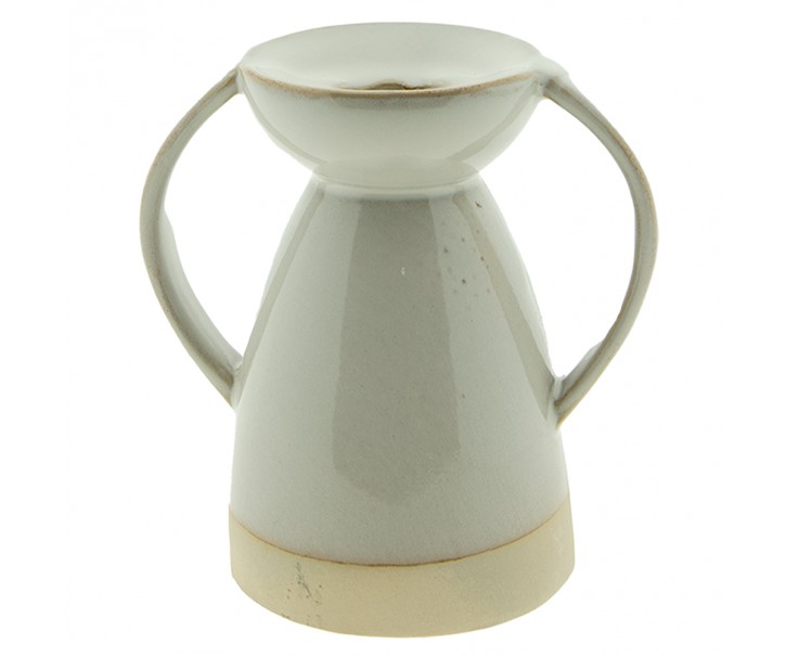 Béžový porcelánový svícen na úzkou svíčku Chrie - 12*8*13 cm Clayre & Eef