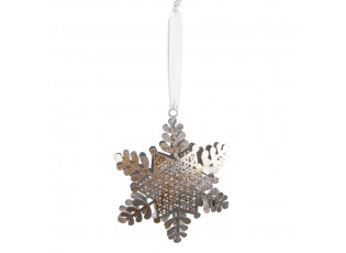 Stříbrná antik kovová závěsná vločka - 13*2*16 cm