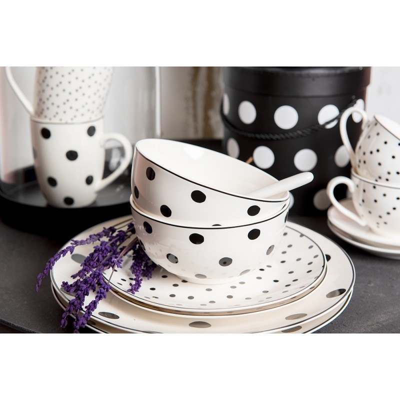 Porcelánový hrnek s černými puntíky Black Dot - 350 ml Clayre & Eef Porcelánový hrnek s černými puntíky Black Dot - 350 ml Clayre & Eef