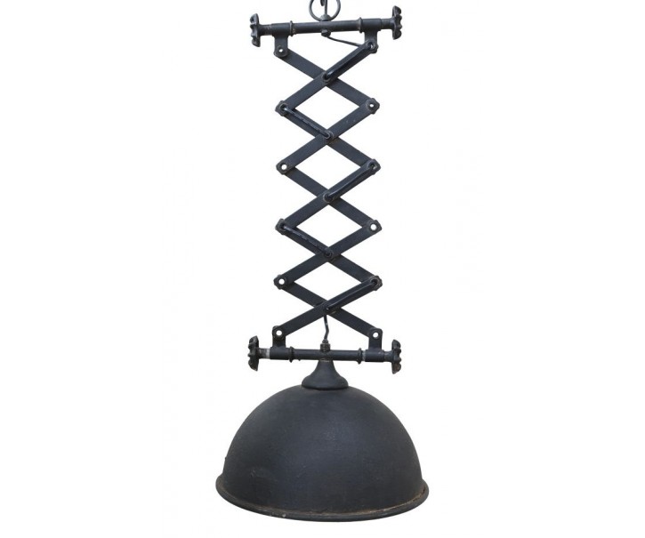 Industriální černé antik kovové závěsné světlo Fact ceiling - Ø32*55-72 cm / E27 Chic Antique