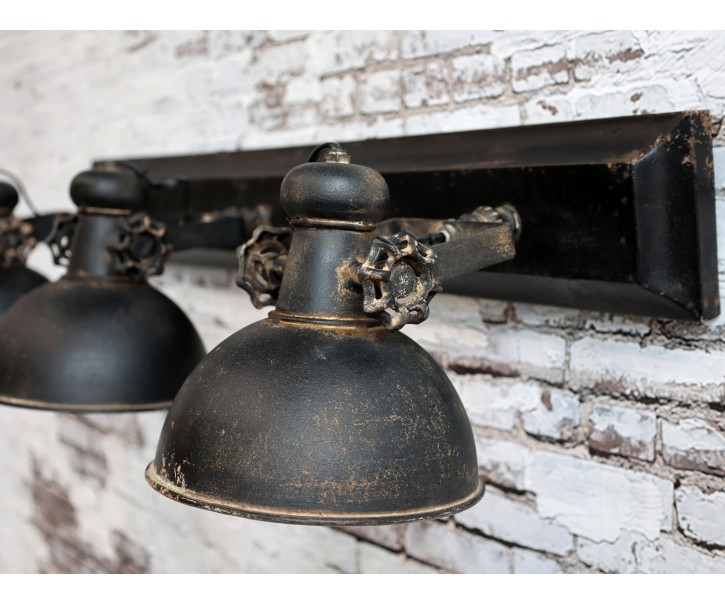 Industriální černé antik kovové nástěnné světlo Fact ceiling - 85*19*30cm / E14 Chic Antique