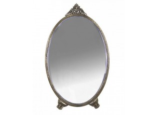 Bronzové antik oválné stolní zrcadlo s ozdobou Bariet - 15*0,5*26 cm