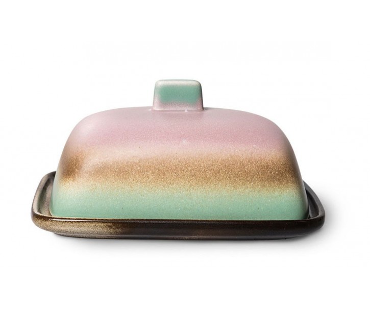 Fialkovo-zelená keramická máslenka 70s Mercury - 15,5*12*7,5cm HKLIVING