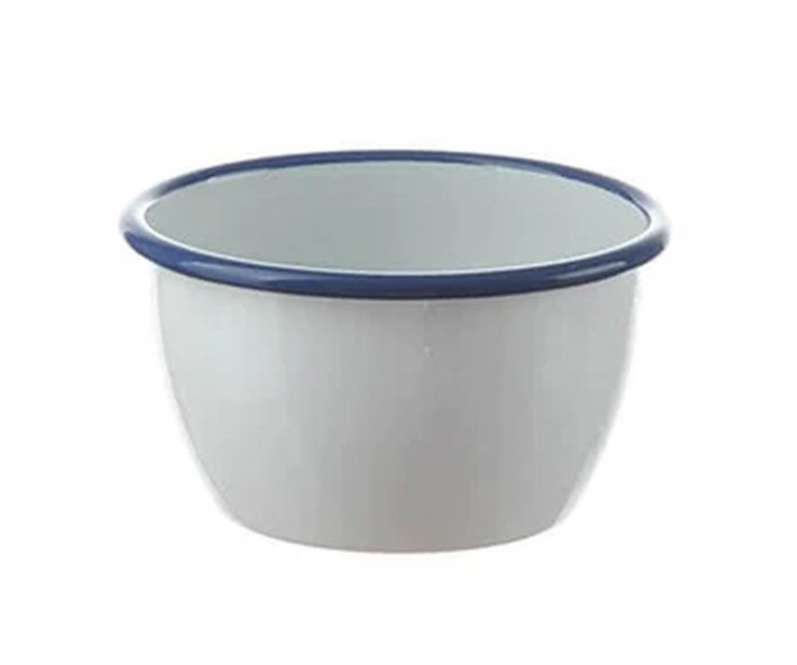 Bílá smaltovaná salátová miska s modrou linkou White blue - Ø 13,5*7,5cm M&uuml;nder Email
