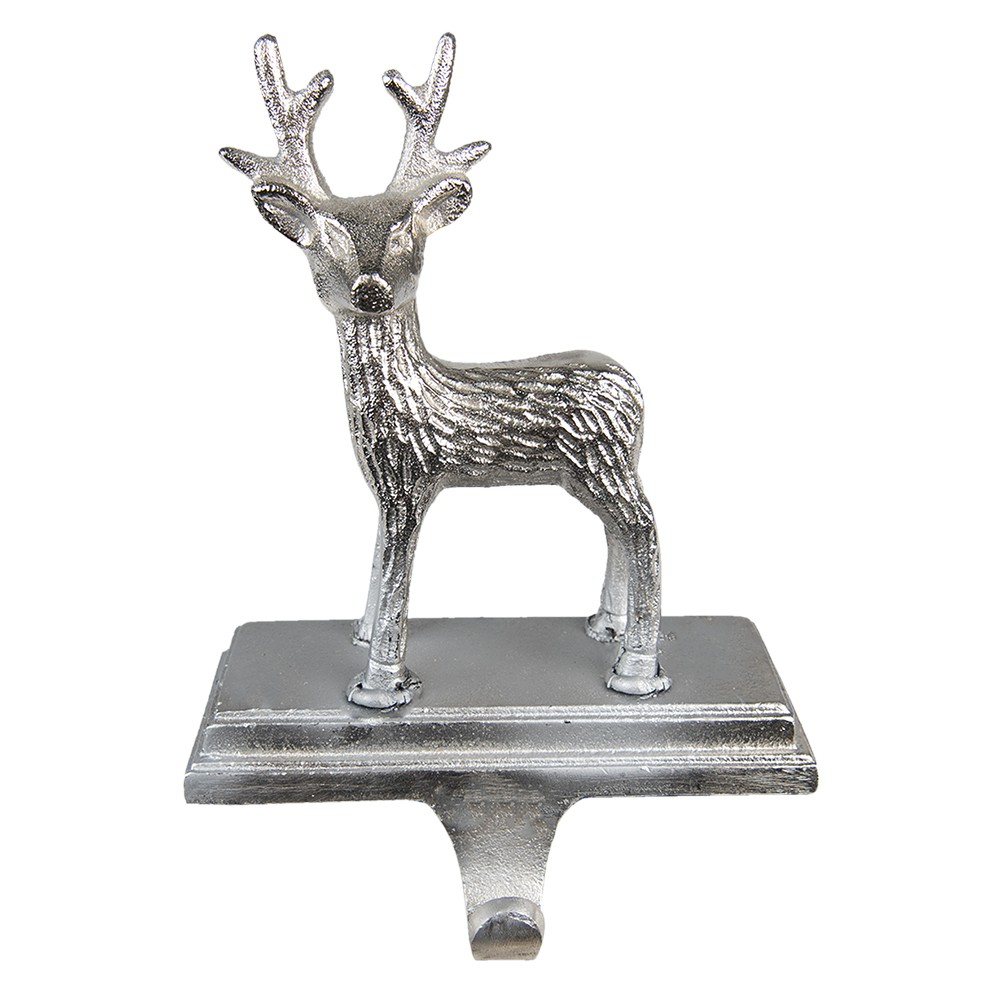 Stříbrný háček na vánoční punčochu Srnec - 15*9*21 cm Clayre & Eef Stříbrný háček na vánoční punčochu Srnec - 15*9*21 cm Clayre & Eef
