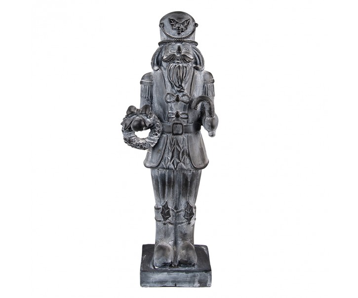 Šedá antik dekorace Louskáček s věnečkem L - 15*11*47 cm Clayre & Eef