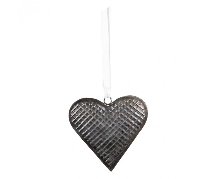 Dekorace věšák srdce Šedá 17*3*16 cm - 17*3*16 cm Clayre & Eef
