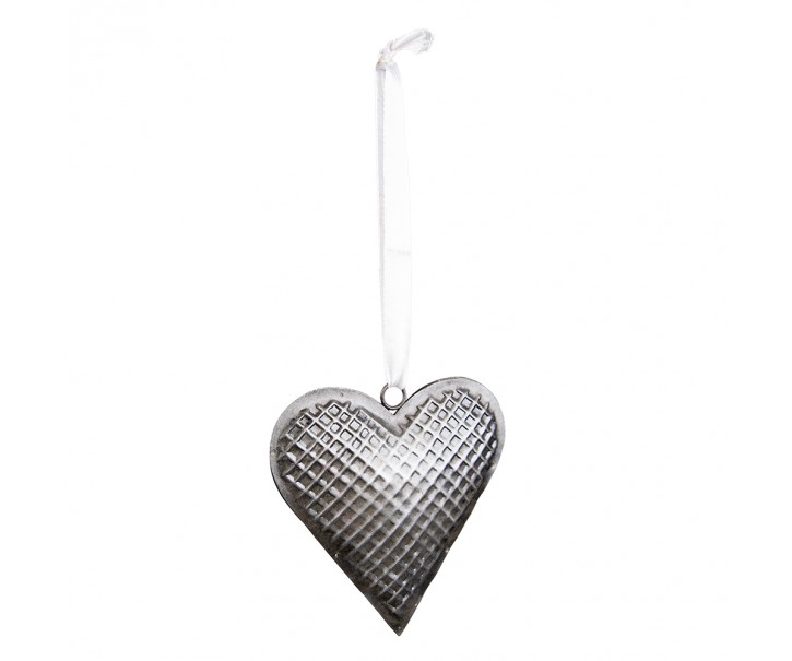 Šedé antik závěsné kovové srdce Herli - 7*1*7 cm Clayre & Eef