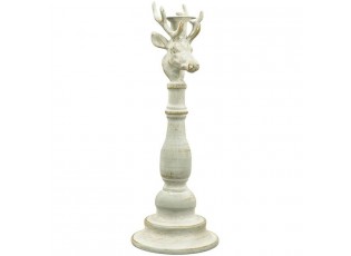 Šedý antik kovový svícen ArtFerro s jelenem - 13,5*13,5*37cm 