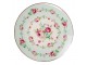 Zelený porcelánový dezertní talíř s květy - Ø 21*2 cm Clayre & Eef