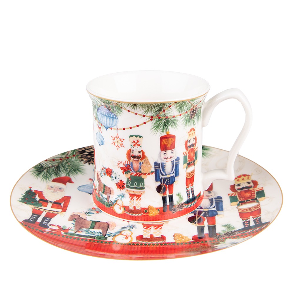 Dezertní porcelánový vánoční talířek s Louskáčky - Ø 21*2 cm Clayre & Eef Dezertní porcelánový vánoční talířek s Louskáčky - Ø 21*2 cm Clayre & Eef