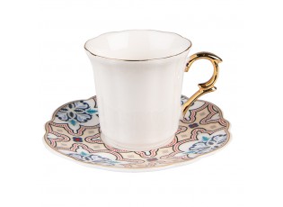 Bílý porcelánový šálek s barevným podšálkem Cuppie - Ø 12*7 / 95 ml