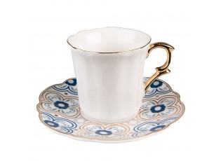Bílý porcelánový šálek s barevným podšálkem Cuppie - Ø 12*7 / 95 ml