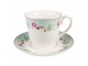 Zelený porcelánový šálek s podšálkem s květy - Ø 15*8 / 250 ml Clayre & Eef