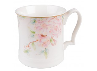 Porcelánový hrnek s růžovými květy Rosa - 13*9*9 cm / 414 ml