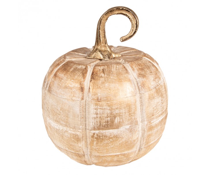 Zlatá dekorativní dřevěná socha dýně Pumpkin - Ø20*20 cm Clayre & Eef