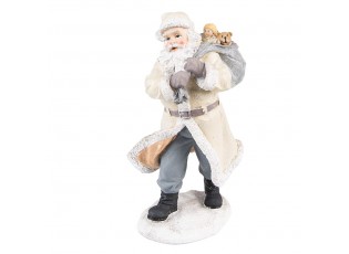 Béžová dekorace Santa s pytlem hraček - 11*9*21 cm
