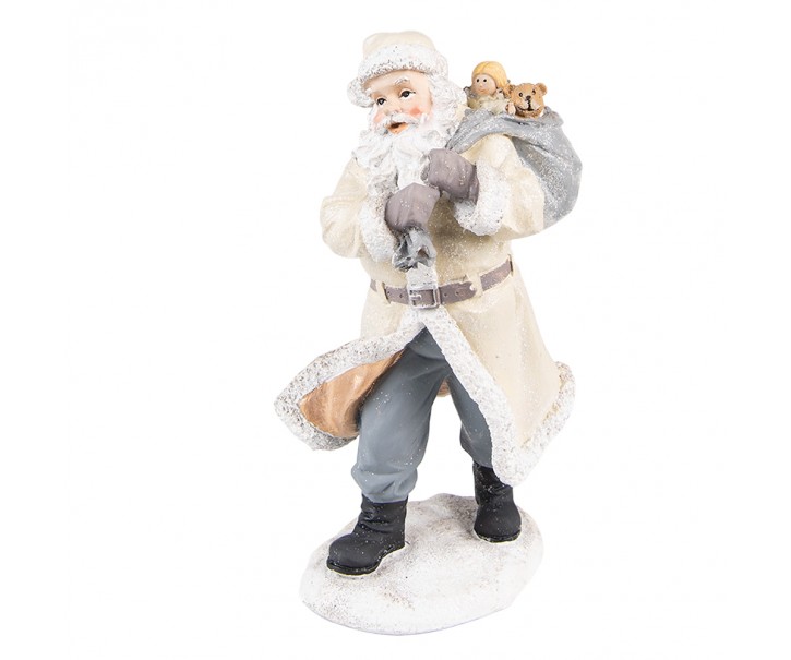 Béžová dekorace Santa s pytlem hraček - 11*9*21 cm Clayre & Eef