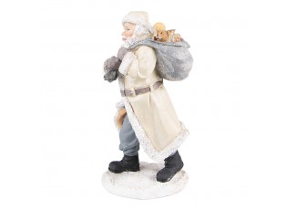 Béžová dekorace Santa s pytlem hraček - 11*9*21 cm