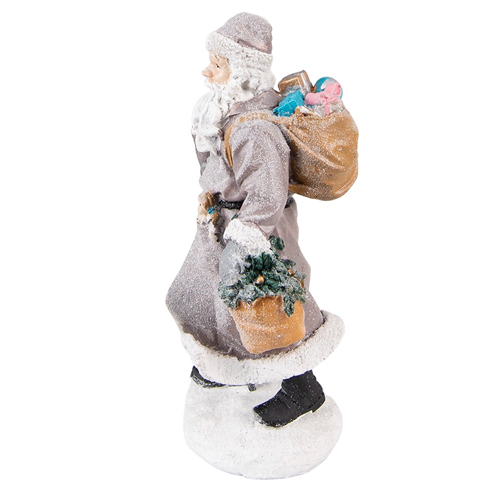 Šedá dekorace Santa s holí a panenkou - 12*9*21 cm Clayre & Eef Šedá dekorace Santa s holí a panenkou - 12*9*21 cm Clayre & Eef