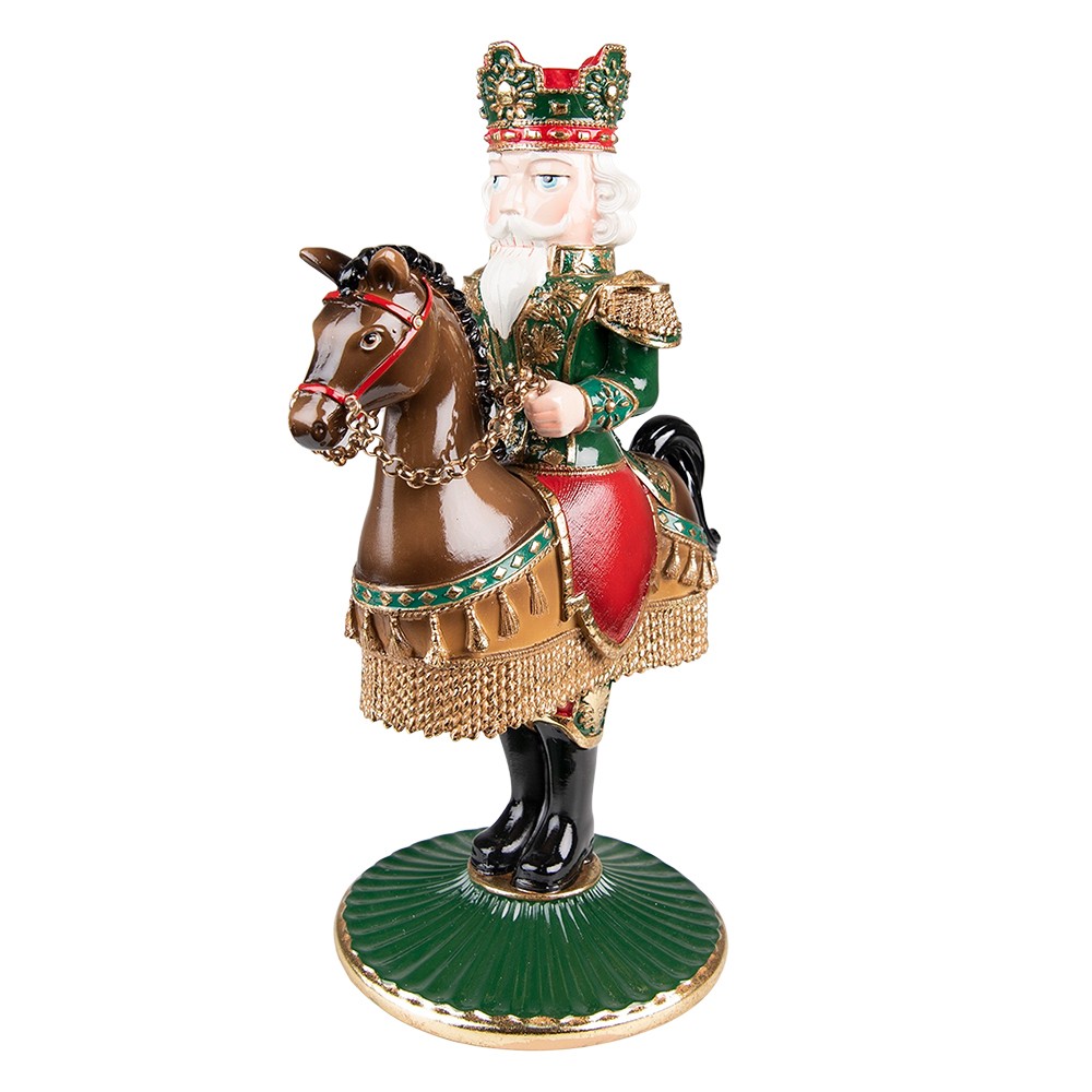 Hnědo-zelený svícen na úzkou svíčku Louskáček na koni - 22*15*33 cm Clayre & Eef Hnědo-zelený svícen na úzkou svíčku Louskáček na koni - 22*15*33 cm Clayre & Eef