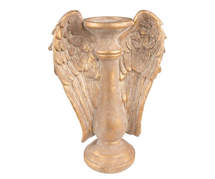 Zlatý antik svícen s andělskými křídly Wings - 24*12*33 cm Clayre & Eef