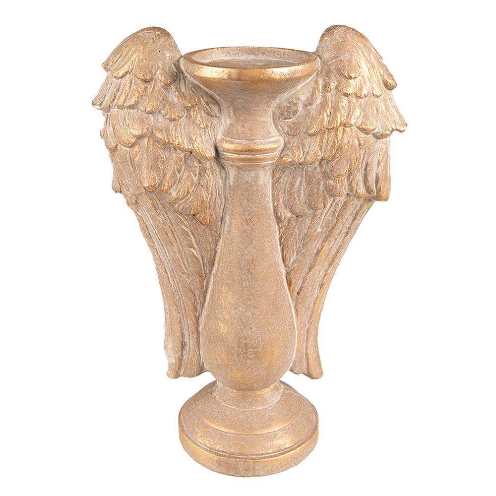 Zlatý antik svícen s andělskými křídly Wings - 24*12*33 cm Clayre & Eef Zlatý antik svícen s andělskými křídly Wings - 24*12*33 cm Clayre & Eef