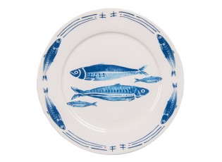 Porcelánový dezertní talíř s rybkami Fish Blue - Ø 20*2 cm