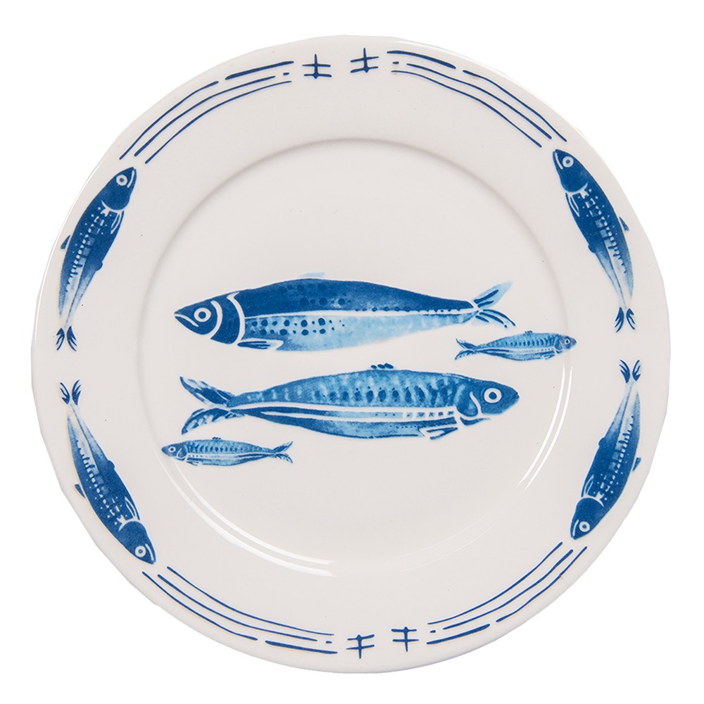 Porcelánový jídelní talíř s rybkami Fish Blue - Ø 26*2 cm