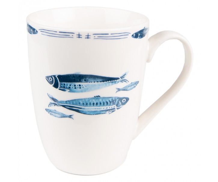 Porcelánový hrnek s rybkami Fish Blue - 12*9*11 cm / 330 ml Clayre & Eef