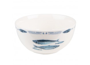 Porcelánová miska na polévku s rybkami Fish Blue - Ø 14*7 cm / 500 ml