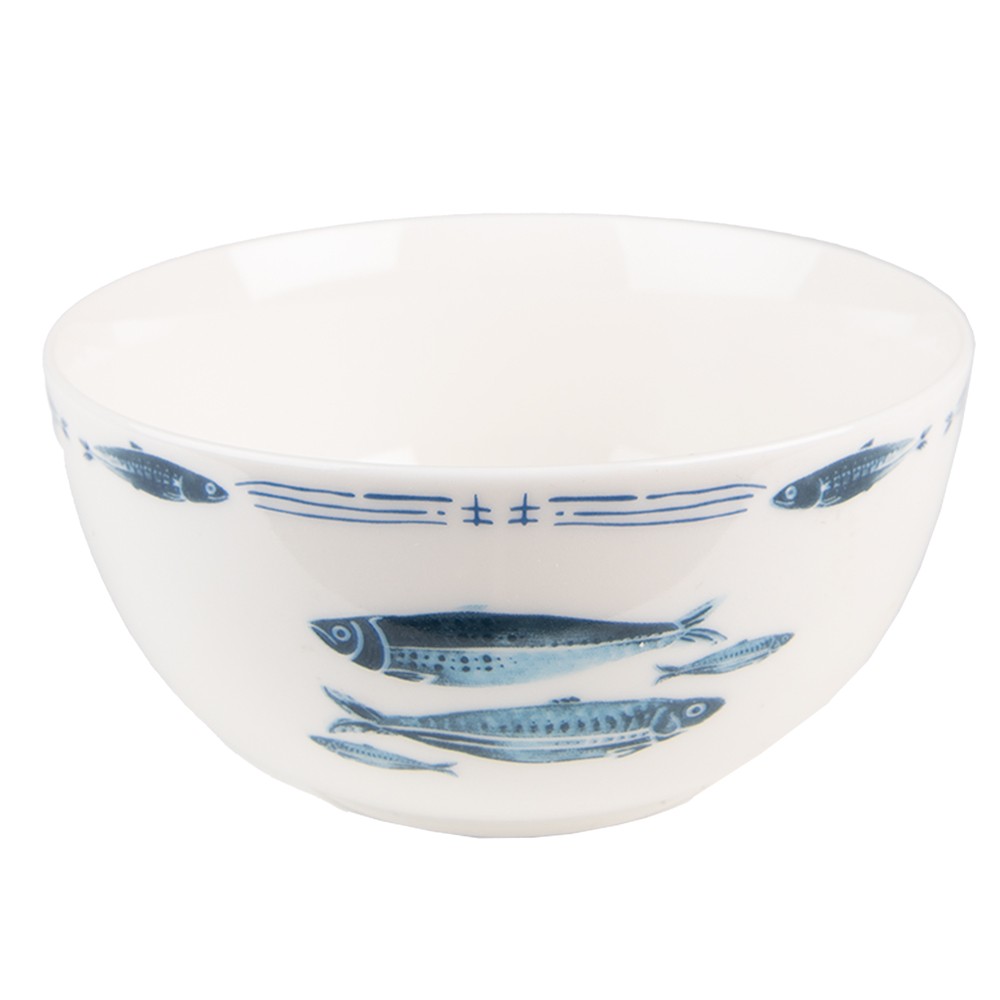 Porcelánová miska na polévku s rybkami Fish Blue - Ø 14*7 cm / 500 ml Clayre & Eef Porcelánová miska na polévku s rybkami Fish Blue - Ø 14*7 cm / 500 ml Clayre & Eef