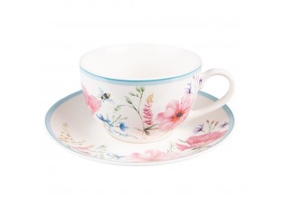 Porcelánový šálek s podšálkem Meadow - 12*8*10 cm / Ø15*2 cm / 230 ml