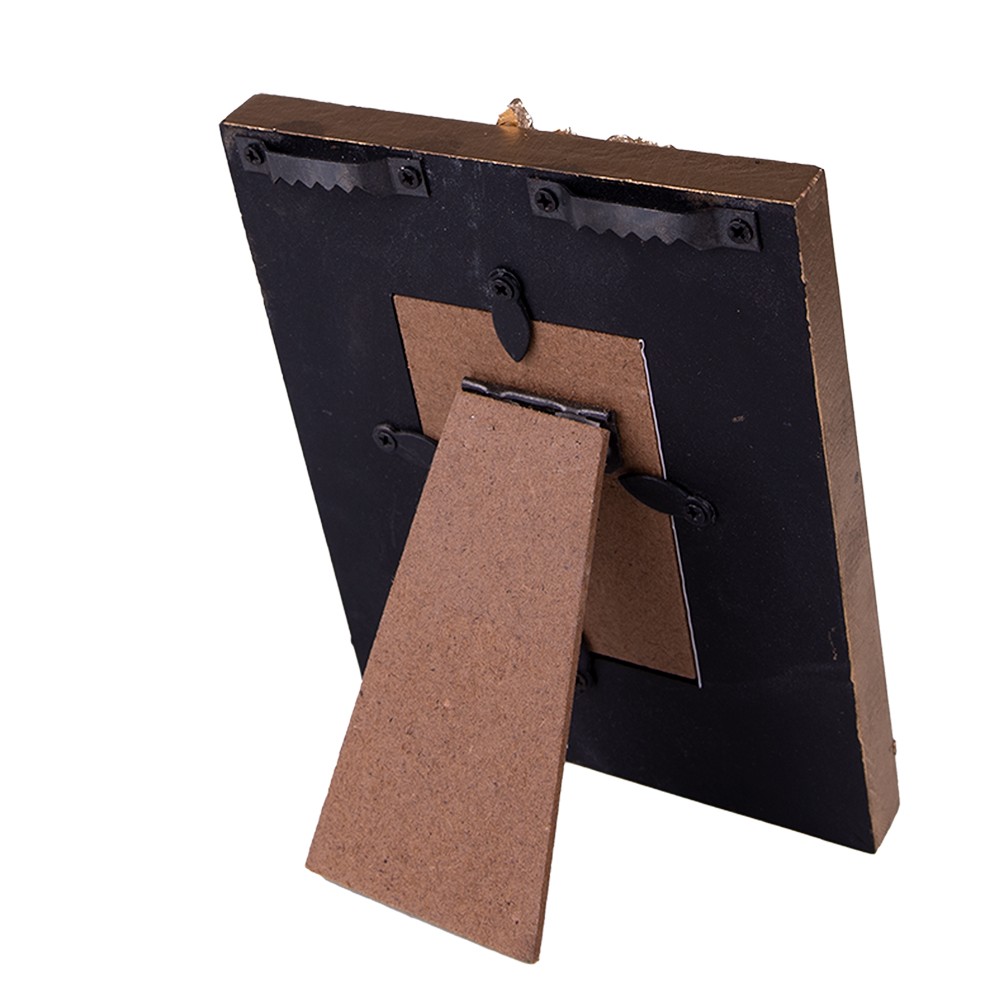 Černý fotorámeček se zdobením - 11*1*14 cm / 5*7 cm Clayre & Eef Černý fotorámeček se zdobením - 11*1*14 cm / 5*7 cm Clayre & Eef