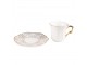 Bílý porcelánový šálek se vzorovaným podšálkem Cuppie - Ø 12*7 / 95 ml Clayre & Eef