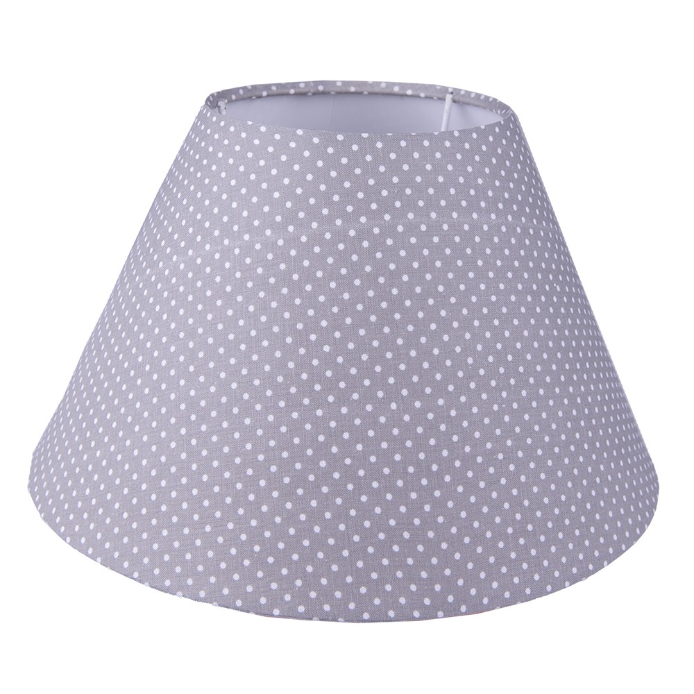 Šedé puntíkované látkové stínidlo lampy - Ø 26*15 cm / E27